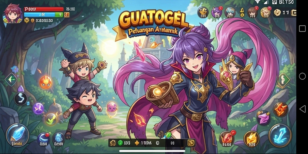 Tampilan gameplay seru dan dinamis dalam GUATOGEL.