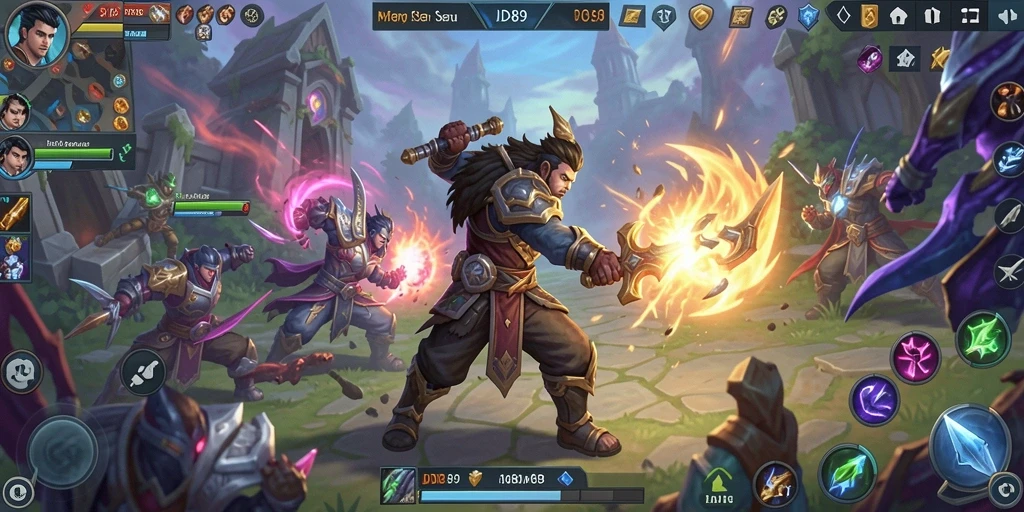 Screenshot gameplay IDR89 menunjukkan pertarungan tim yang intens dan menarik.