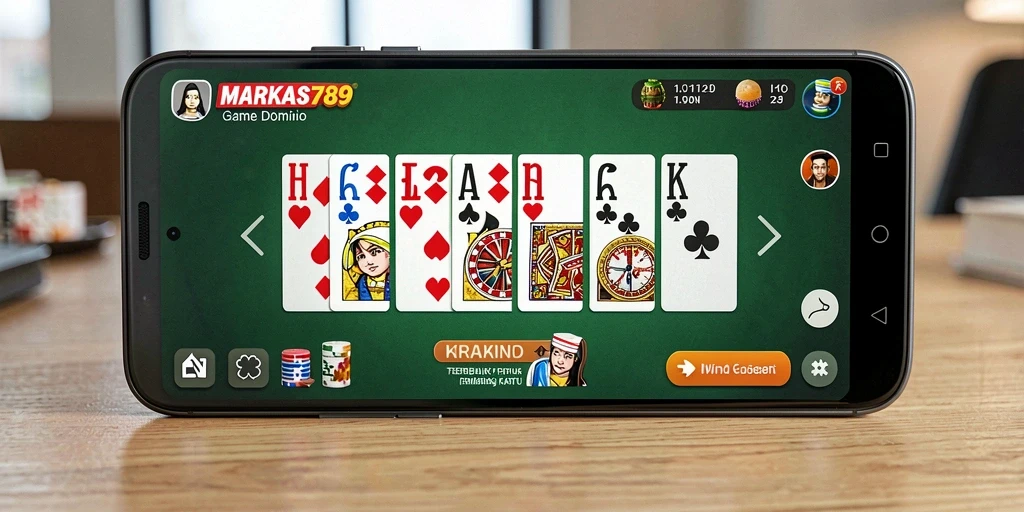 Tampilan gameplay seru di MARKAS789 dengan kartu domino yang menarik.