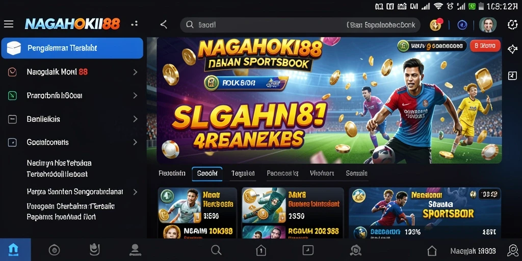 Screenshot utama NAGAHOKI88 menampilkan tampilan menarik aplikasi Sportsbook.