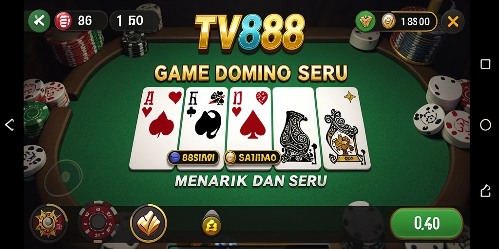 Tampilan screenshot utama TV888 dengan gameplay seru Domino.