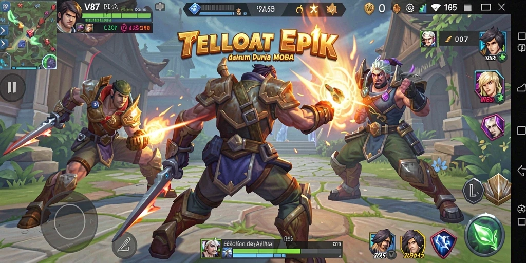 Screenshot gameplay V87 menunjukkan aksi pertempuran seru.
